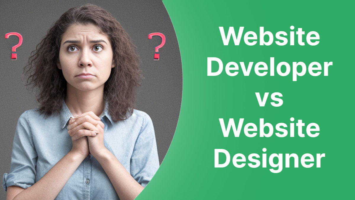 confused person with website developer vs website designer text