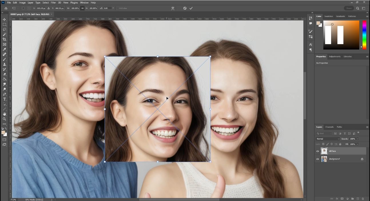 aligning a face in photoshop after stable diffusion