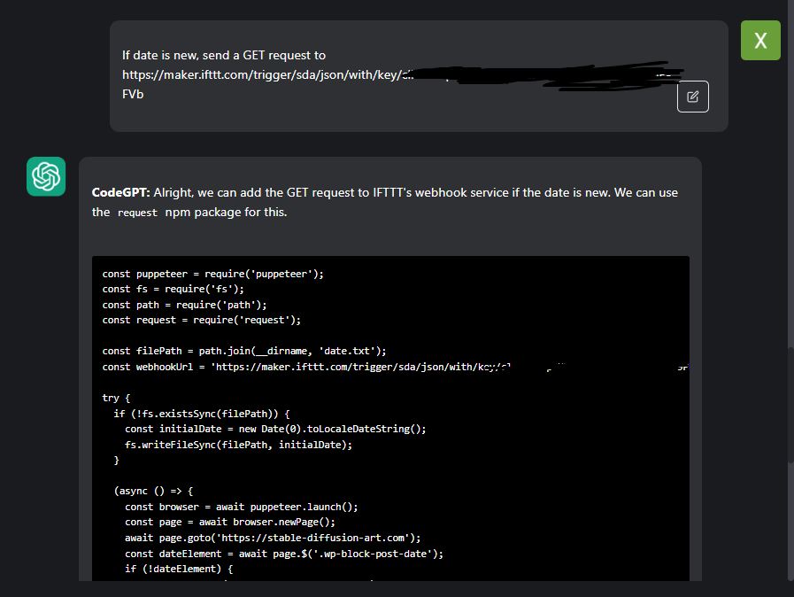 chatgpt ifttt puppeteer coding prompt