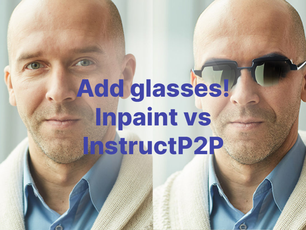 stable diffusion add sunglasses inpainting vs instructpix2pix