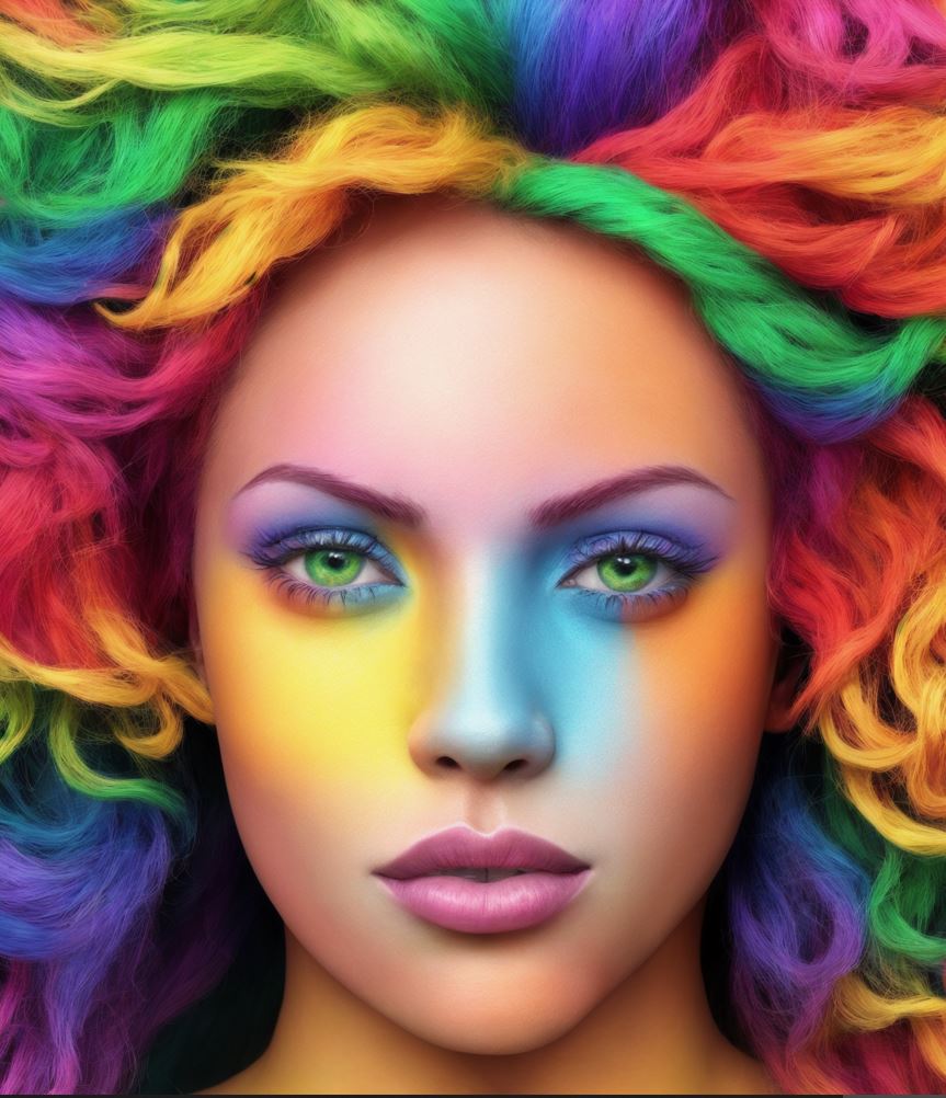 stable diffusion rainbow woman high res fix