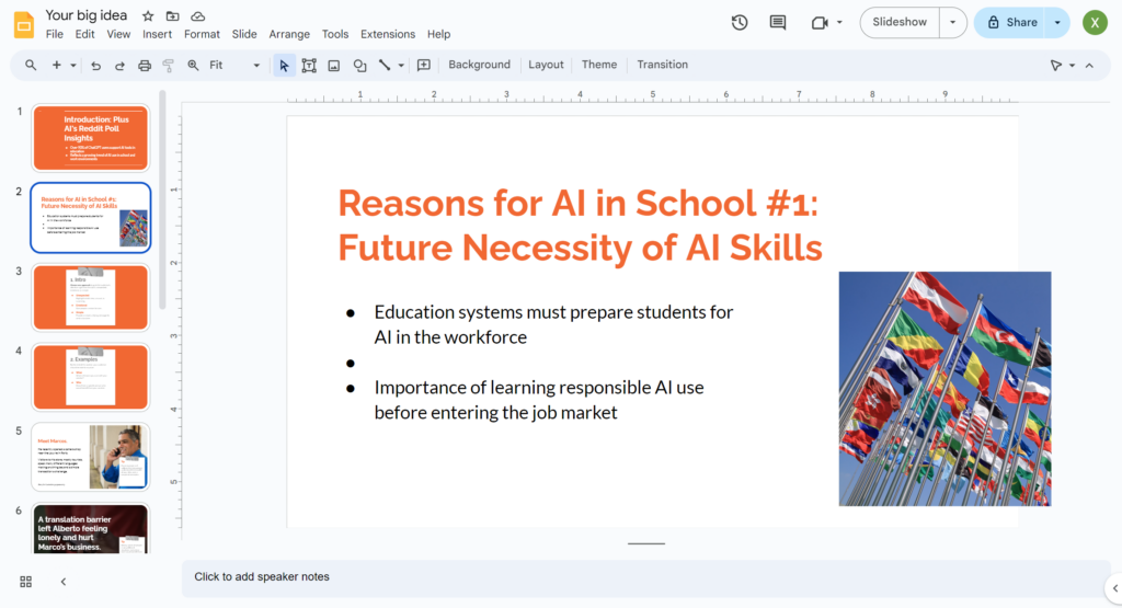 creating a presentation in google slide with chatgpt